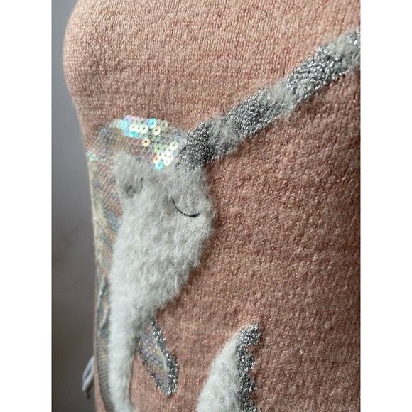 Lauren Conrad Womens Sweater Pink Long Sleeve Fluffy Whale Applique Sequins S - Picture 5 of 12